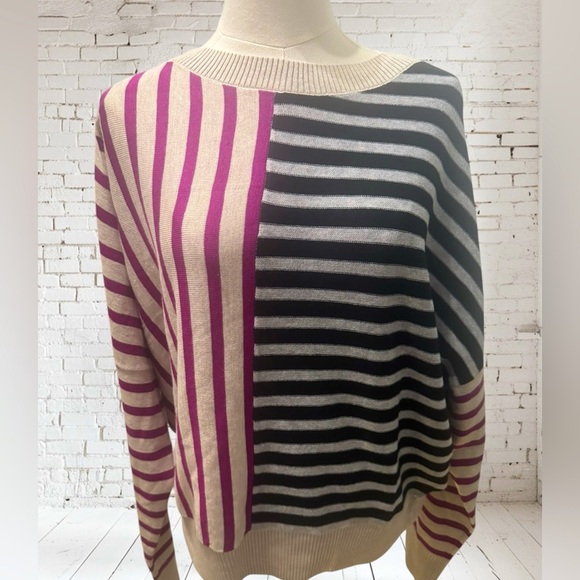 Faith & Zoe Batwing Sweater XL NWT | Striped + Super Soft Stretchy Comfort 🧶 - Picture 2 of 6